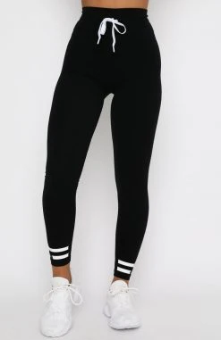 White Fox Boutique AU Work It Out Leggings White Stripe Restocked