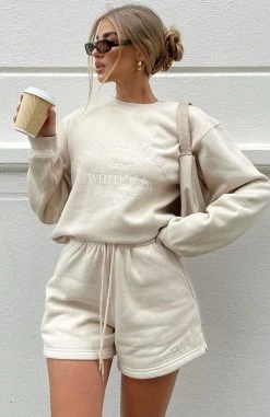 White Fox Boutique AU Best Of Both Oversized Sweater Sand Clothing