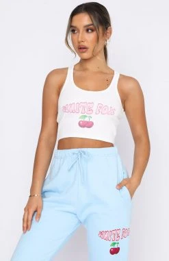 White Fox Boutique AU Clothing Cherry Kiss Crop White