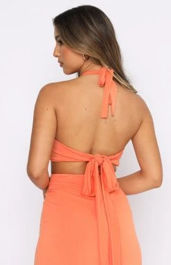 White Fox Boutique AU Tops Feeling Good Crop Orange