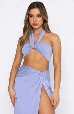 White Fox Boutique AU Can't Resist Scarf Top Periwinkle Sale