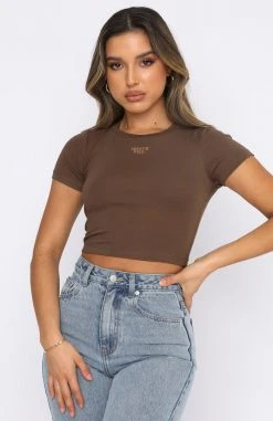 White Fox Boutique AU Just A Feeling Crop Chocolate Clothing