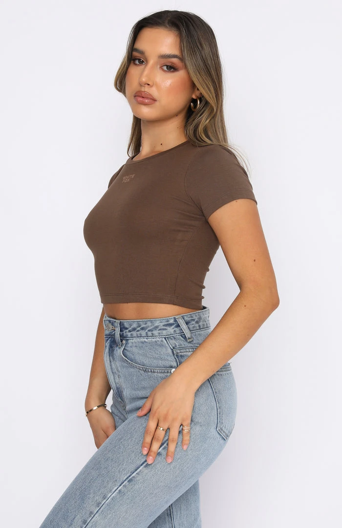 White Fox Boutique AU Just A Feeling Crop Chocolate Clothing 5 White Fox Boutique AU Just A Feeling Crop Chocolate Clothing