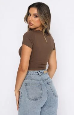 White Fox Boutique AU Just A Feeling Crop Chocolate Clothing 11 White Fox Boutique AU Just A Feeling Crop Chocolate Clothing