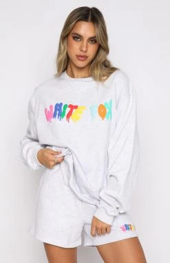 White Fox Boutique AU Your Moment Sweater Grey Marle Clothing