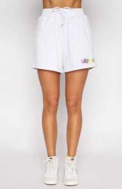 White Fox Boutique AU Real Deal Lounge Shorts Grey Marle Clothing