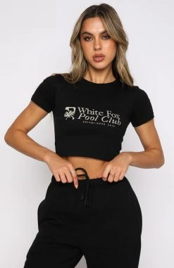 White Fox Boutique AU Back To Basics Cropped Tee Black Clothing