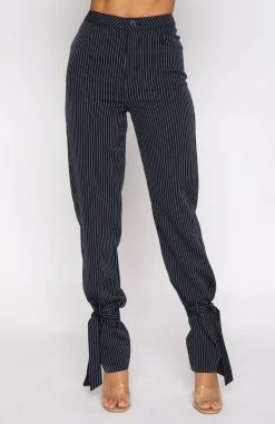 White Fox Boutique AU Run To Me Pants Navy Pinstripe Clothing
