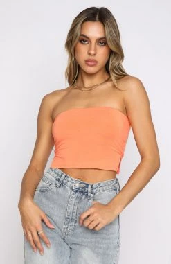 White Fox Boutique AU Take That Break Strapless Crop Peach