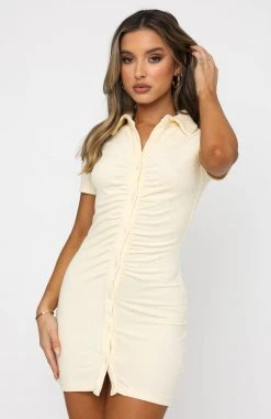 White Fox Boutique AU Clothing Island Escape Terry Mini Dress Butter