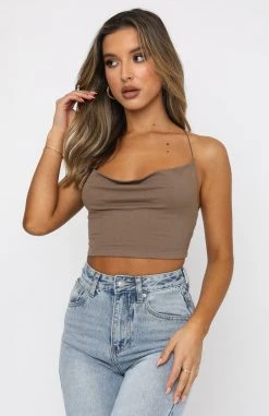 White Fox Boutique AU Crash The Party Crop Mocha