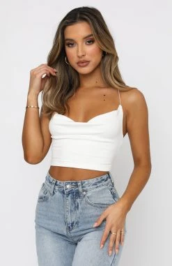 White Fox Boutique AU Crash The Party Crop White Clothing