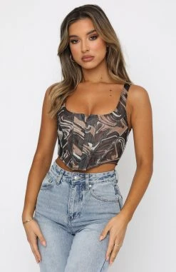 White Fox Boutique AU Something About You Bustier Brown Swirl Clothing