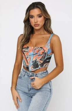 White Fox Boutique AU Clothing Something About You Bustier Orange Swirl