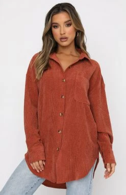 White Fox Boutique AU Out And About Cord Long Sleeve Shirt Rust 9 White Fox Boutique AU Out And About Cord Long Sleeve Shirt Rust