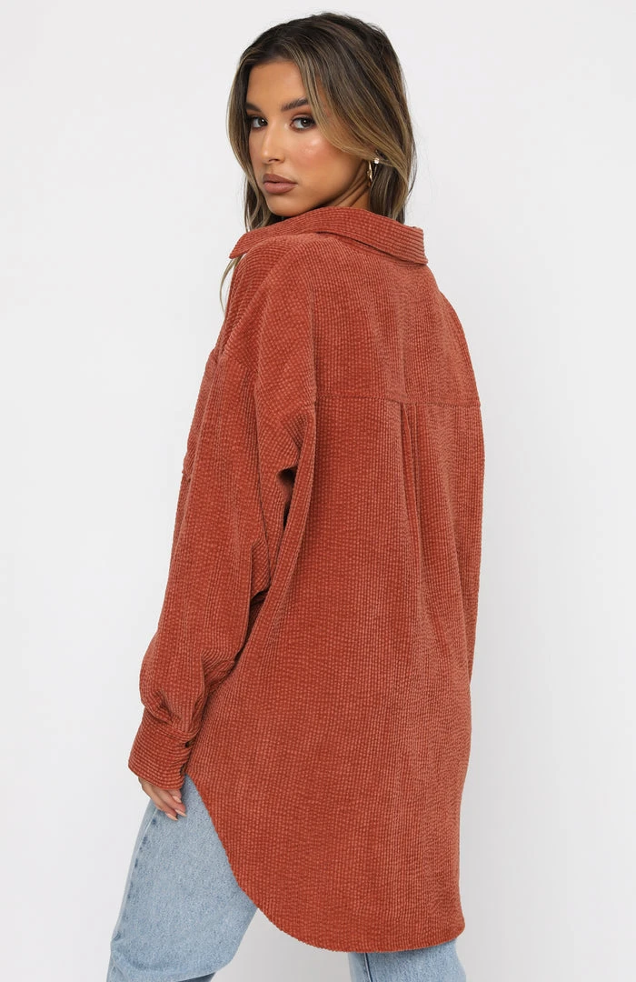 White Fox Boutique AU Out And About Cord Long Sleeve Shirt Rust 7 White Fox Boutique AU Out And About Cord Long Sleeve Shirt Rust