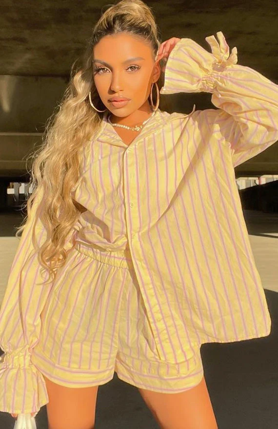 White Fox Boutique AU After Sunset Shorts Yellow Stripe Bottoms 9 White Fox Boutique AU After Sunset Shorts Yellow Stripe Bottoms