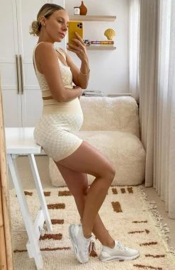 White Fox Boutique AU Mojave Seamless Bike Shorts Oat Milk Mirage