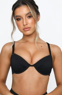 White Fox Boutique AU Hiatus Bikini Top Black Rib Restocked