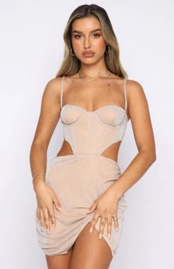 White Fox Boutique AU Clothing Natural Beauty Mini Dress Champagne