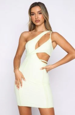 White Fox Boutique AU Dance With Me Mesh Mini Dress Lime Dresses