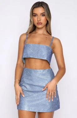 White Fox Boutique AU Breathtaking Crop Ice Blue