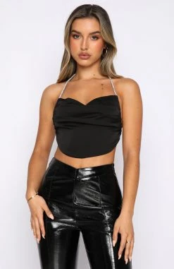 White Fox Boutique AU Feeling Myself Crop Black Clothing