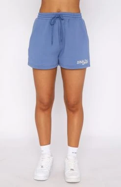 White Fox Boutique AU Moving Different Lounge Shorts Dusty Blue Clothing
