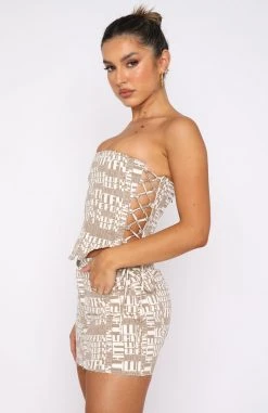 White Fox Boutique AU Clothing Two Way Street Bustier Beige Logo Print 10 White Fox Boutique AU Clothing Two Way Street Bustier Beige Logo Print