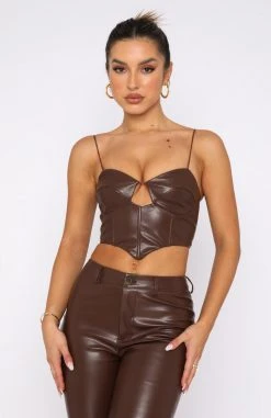 White Fox Boutique AU Back Again PU Bustier Chocolate