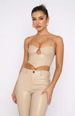 White Fox Boutique AU Back Again PU Bustier Taupe