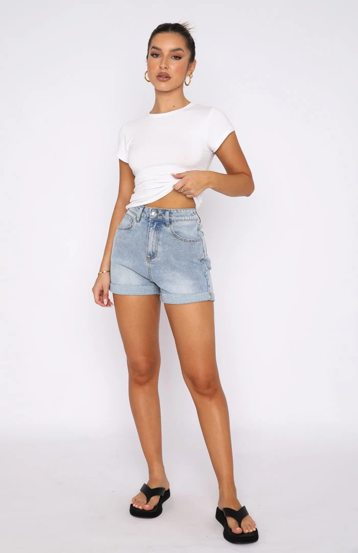 White Fox Boutique AU Clothing Time With Me Denim Shorts Light Blue 7 White Fox Boutique AU Clothing Time With Me Denim Shorts Light Blue