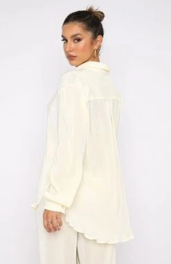 White Fox Boutique AU Destined For You Long Sleeve Shirt Cream