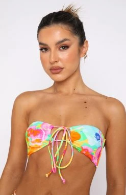 White Fox Boutique AU Swimwear Summer Sea Bikini Top Floral Pop