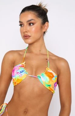 White Fox Boutique AU Flights To Greece Bikini Top Floral Pop