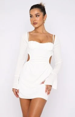 White Fox Boutique AU Please Hold Long Sleeve Mini Dress White