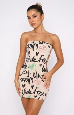 White Fox Boutique AU Hazed Dreams Mini Dress Latte Sketch