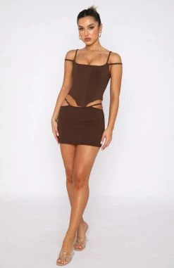 White Fox Boutique AU Breathless Ribbed Bustier Chocolate Clothing 11 White Fox Boutique AU Breathless Ribbed Bustier Chocolate Clothing