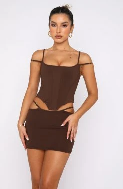 White Fox Boutique AU Breathless Ribbed Bustier Chocolate Clothing