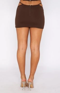 White Fox Boutique AU Match Me Ribbed Mini Skirt Chocolate Clothing 10 White Fox Boutique AU Match Me Ribbed Mini Skirt Chocolate Clothing
