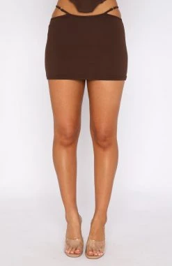 White Fox Boutique AU Match Me Ribbed Mini Skirt Chocolate Clothing 8 White Fox Boutique AU Match Me Ribbed Mini Skirt Chocolate Clothing