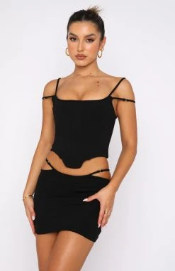 White Fox Boutique AU Breathless Ribbed Bustier Black