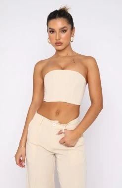 White Fox Boutique AU Clothing Catch The Trend Bustier Cream Stripe