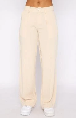 White Fox Boutique AU Busy Schedule Pants Cream Stripe