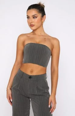 White Fox Boutique AU Catch The Trend Bustier Grey Stripe