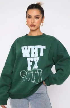 White Fox Boutique AU Strong Style Sweater Forest Green
