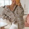 White Fox Boutique AU Clothing Make It Better Plaid Shirt Tan