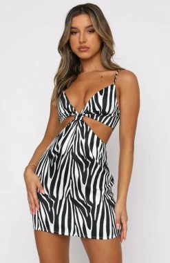White Fox Boutique AU Clothing Let's Run Away Mini Dress Zebra