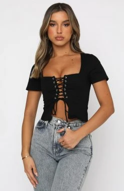 White Fox Boutique AU Clothing Was Always You Top Black