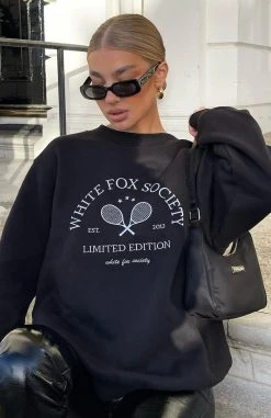 White Fox Boutique AU Clothing City Escape Oversized Sweater Black